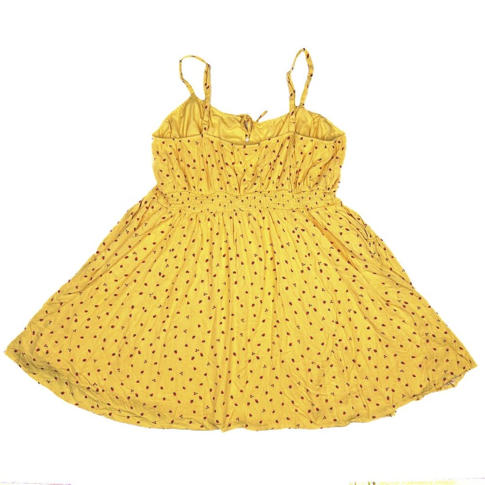 torrid Mini Gauze Smocked Waist Dress Strawberries Yellow Dress‎ Size 3 - NWOT - Picture 5 of 9